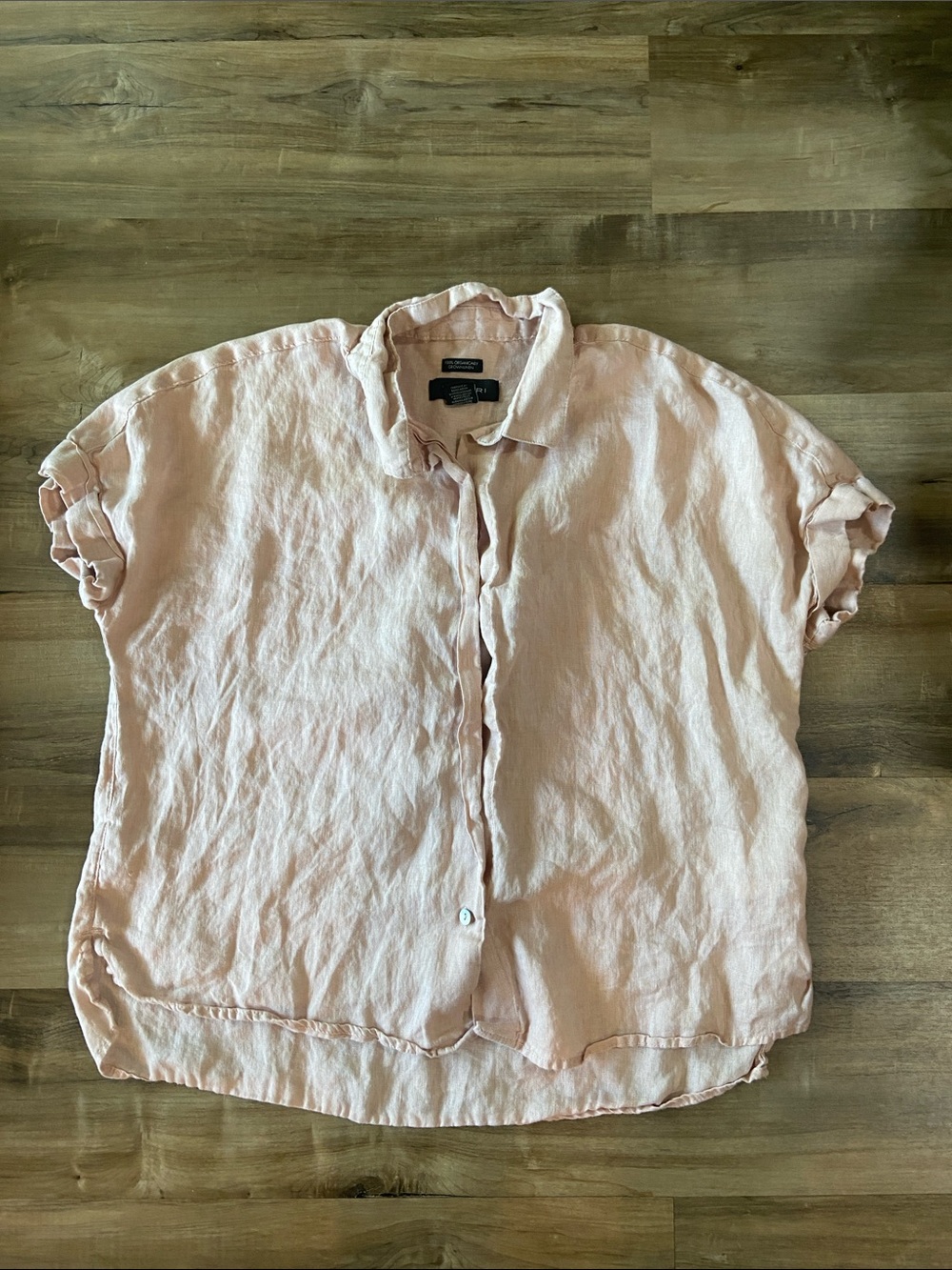 Tahari Organic Linen Button-Front Top